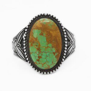 Native Style Silver Large Green Turquoise Cuff Bracelet
